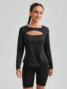 Women's Yoga Pilates Gym Running Training High Elastic Skin-Friendly Mesh Patchwork Summer Outdoor Long Sleeve T-Shirt