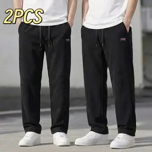 2PCS Striped Pants Thick-Waist Spring-Autumn Men's Casual Pants, Loose Pants, Straight-Leg Pants, Fashionable Men's Pants, Comfortable Fabric, Stripes