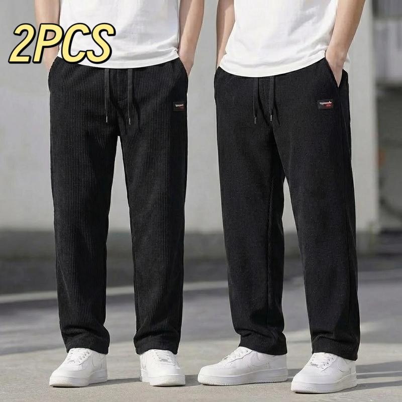 2PCS Striped Pants Thick-Waist Spring-Autumn Men's Casual Pants, Loose Pants, Straight-Leg Pants, Fashionable Men's Pants, Comfortable Fabric, Stripes