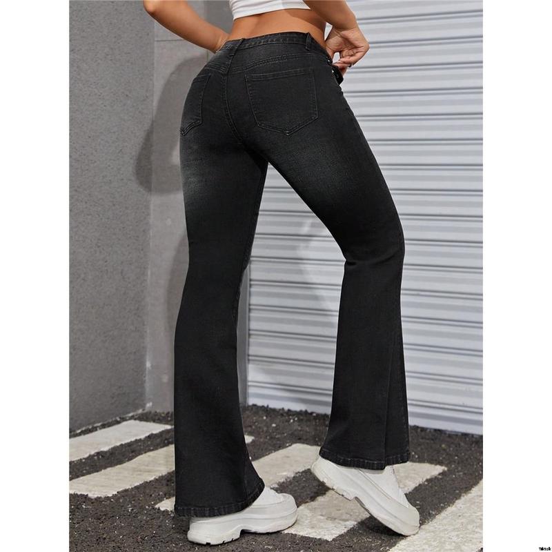 Jeans Flared Solid Color ICON SHEIN