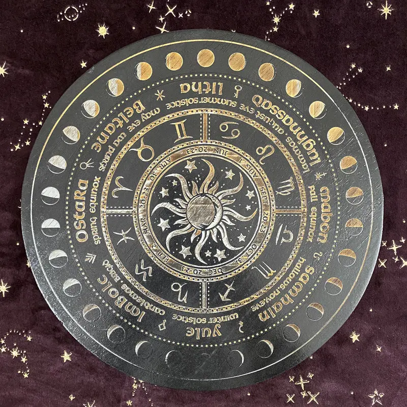 Wooden Pendulum Board | Astrolabe Altar Decor | Divination & Meditation Tool | Oak Spiritual Gift