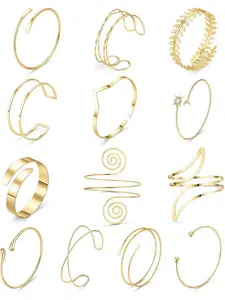 13 Pcs Arm Cuff for Women Arm Bracelet Upper Arm Cuff Bangles Adjustable Bracelets Silver Coil Armlet Minimalist Bracelet Armband Set Gifts