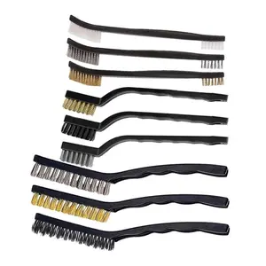 9pcs Wire Brush Set for Cleaning and Rust Removal Steel/Nylon/Brass Brushes
