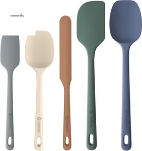 5 Pieces Silicone Spatula Set, Food Grade Rubber Spatula, Upgrade Strong Handle with Ergonomic Grip, Heat Resistant up to 600°F for Nonstick Cookware, Cooking