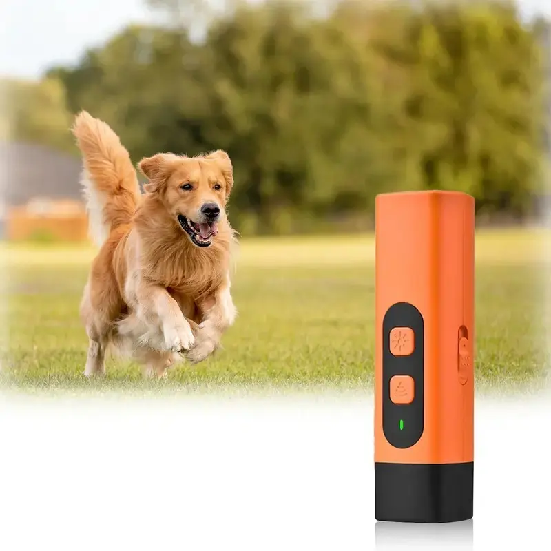 Rechargeable Ultrasonic Dog Deterrent Device, Training Aid, Safe 25khz Frequency Repeller, Indoor/outdoor LED Bark Control, 30ft Range, Dog Whistle & Accessories, Outside
