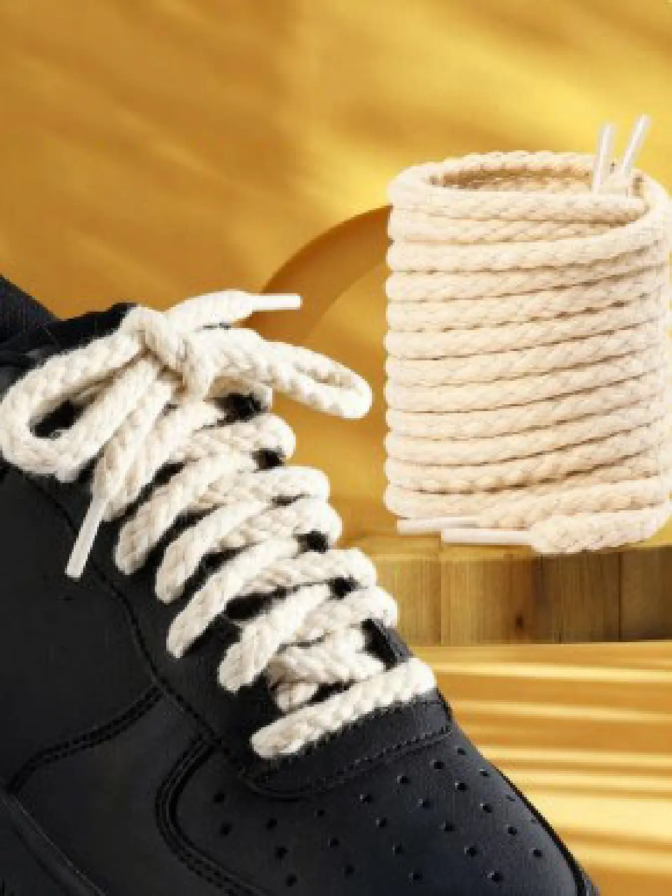 1 Pair 120cm Thick Hemp Rope Sports Shoe Laces, Round Dunk Shoelaces, Durable and Comfortable, Secure Lace Up, Perfect for Athletic Shoes, Sneaker, Footwear Lace, Quick Tie Shoelaces, Laces For Sneakers, Shoe Strings For Sneakers