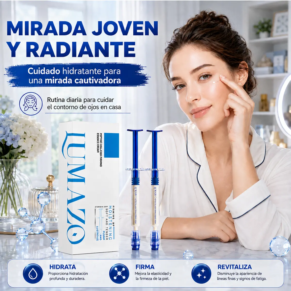 Collagen Peptide Eye Cream - Anti-Wrinkle Treatment to Hydrate, Firm, and Brighten Dark Circles & Undereye Bags, Moisturizer, Dark Circles Treatment, Collagen Boost, Brightening, Under-Eye Care, Anti-Wrinkle Serums & Essences, Collagen Peptides Serums & E