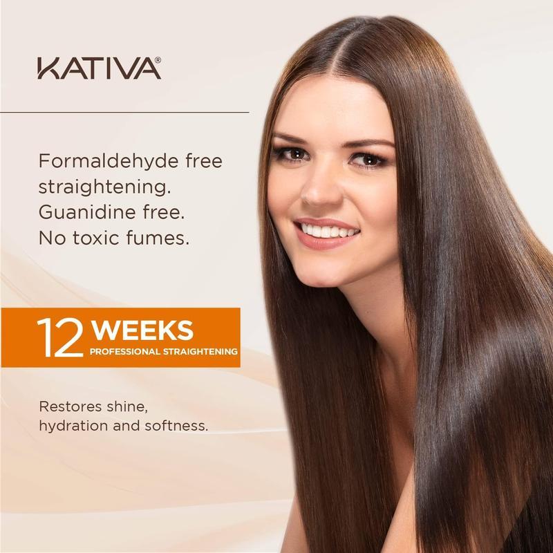 Kativa Brazilian Straightening Perm Kit | Up to 12 Weeks Smooth Hair | Hyaluronic Acid