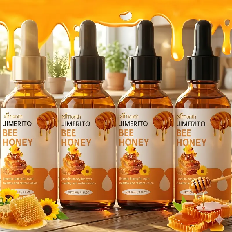 Jimerito Honey Eye Drops with Dropper - 30ml All Natural Gentle Eye Serum with Honey Extract, Chrysanthellum Indicum Extract, Aqua, Moisture, Hydrate, Anti-Aging for Adults, Unisex Daily Care Mothers' Day Gift