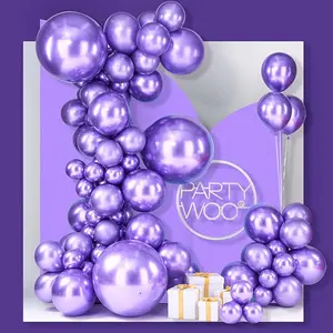 PartyWoo Metallic Purple Balloons 100pcs Different Sizes of 18 12 10 5 Inch Chrome Purple Balloon Arch Kit Garland for Graduation Wedding Baby Shower Princess Birthday Party Decorations Purple-G105