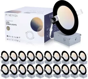 20 Pack 4/6 Inch LED Recessed Lighting with Junction Box, 5CCT 2700K/3000K/4000K/5000K/6000K Selectable, 15W 1200lm Ultra-Thin Recessed Downlight-ETL and Energy Star Certified