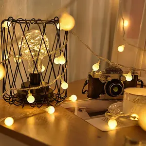 1 piece battery-powered spherical string light, 2m long, a total of 10 pieces of LED fairy aesthetics bubble light, suitable for apartment balcony dormitory classroom indoor and outdoor decoration, warm white Led Lights