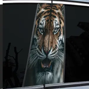 Pack of 2 Vinyl Tiger Car Stickers - Self Adhesive B-Pillar Protector - Tiger Theme - Disposable - For Car Center Pillars Sticker for cars