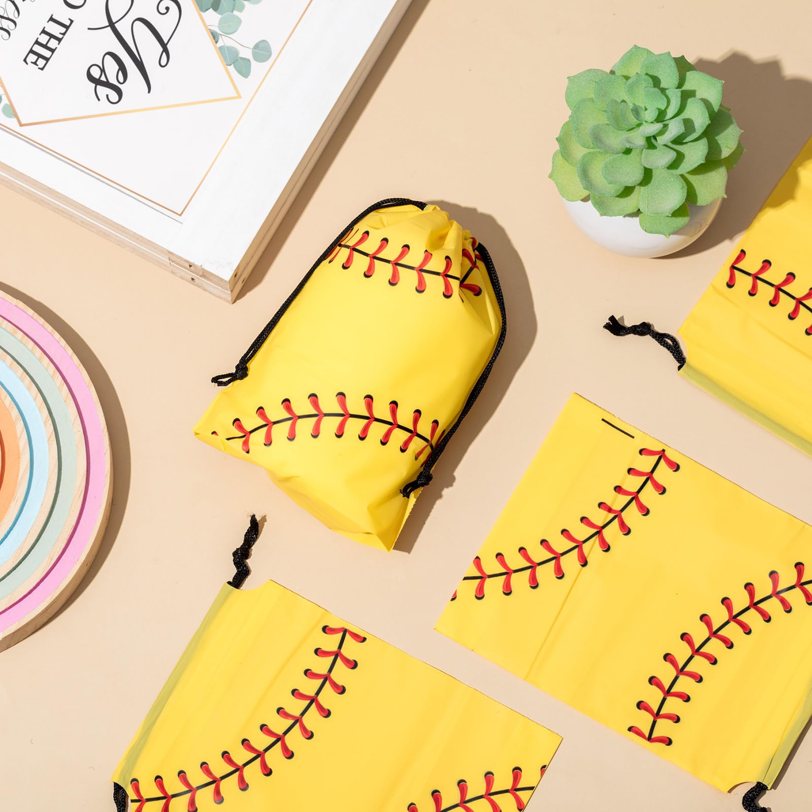 Baseball Goodie Bags 50 Pack for Boys, Includes 50 Free Baseball Stickers! EVA Waterproof Drawstring Bag for Bat, Glove & Helmet, Durable Equipment Carrier for Youth Little League, Sports Gift