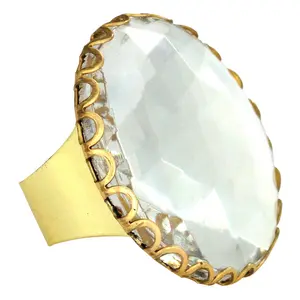 Clear faceted glass ring