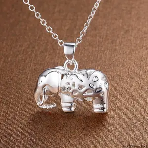 Fine Charms 925 Sterling Silver Elephant Pendant Necklace For Women, Elegant Jewelry For Wedding Party & Daily Wear, Perfect Fashion Gift