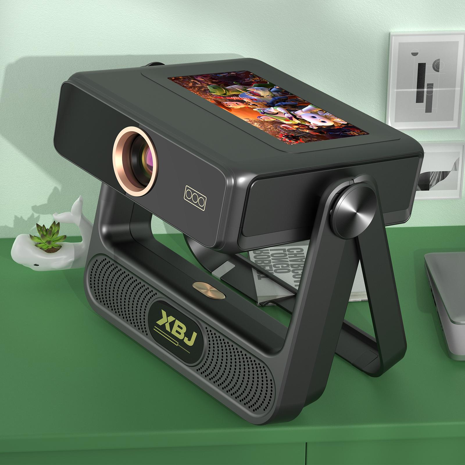 XBJ A5PRO projector, Bluetooth 5.2, 4K/1080P, smart touch screen—suitable for outdoor movies and gaming, home theater, and business presentations; wireless screen mirroring, ideal for camping and similar scenarios.