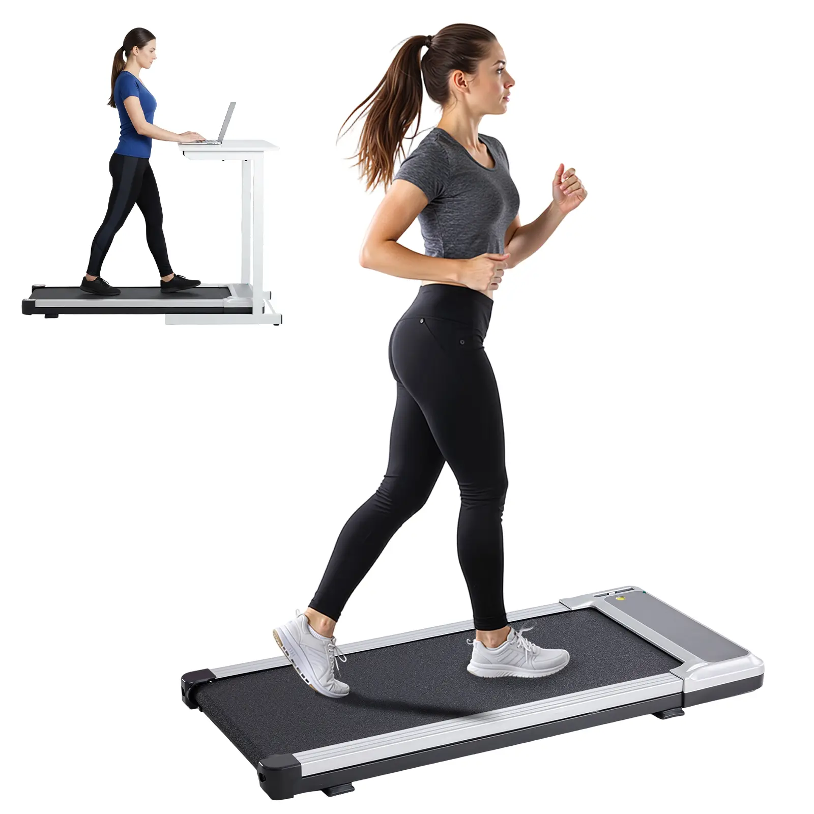 Compact 3-in-1 Walking Pad Treadmill, Ultra-Slim Armless Design, Quiet Under-Desk Treadmill with Adjustable Speed, Easy Storage for Apartments & Home Workouts