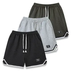 Men's Waffle Texture Casual Summer Shorts, Elastic Drawstring Waist Loose Fit Streetwear Shorts with Pockets, Breathable Lightweight Daily Wear Shorts for Vacation, Gym, Walking, Men's 2026 New Arrival Retro Fashion Bottoms