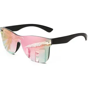 Fashionable frameless mirror integrated lens sunglasses, reflective sunglasses