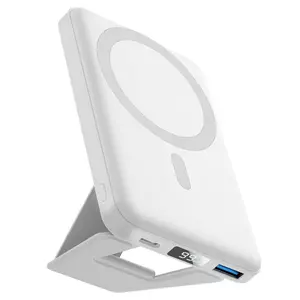 10000mAh Magnetic Wireless Power Bank for iPhone 17/16/15/14/13/12, 22.5W PD Fast Charging, Foldable Stand, LED Display, USB‑C Cable, MagSafe Compatible Portable Charger usb type battery pack