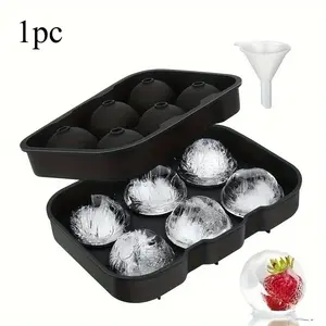 Food Grade Reusable Large Ice Ball Molds with Funnel, Ideal for Cocktails, Parties, Kitchen, Dorms, Silicone Ice Mold