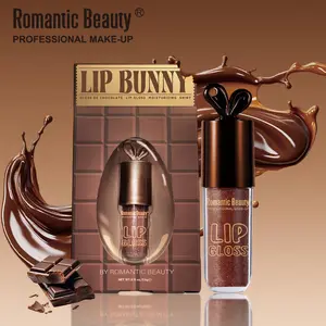 Chocolate Lip Glaze, Rabbit Lip Balm with Micro-Glitter Hydrating and Glossy Lip Balm