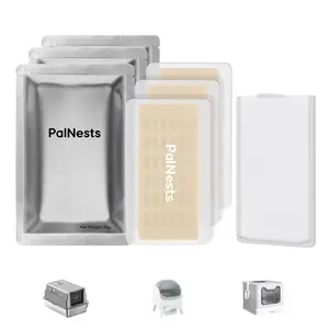 Palnests Universal Pet Odor Eliminator, Odor Control, Cat Toilet Deodorant for Stainless Steel Cat Litter Box, Cat Litter Freshener for Automatic Self-Cleaning Litter Tray, 3 Pcs with 1 Stand Plate