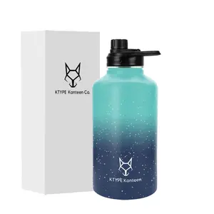KTYPE Kanteen Co. 64oz Stainless Steel sports water bottle, double wall vaccum insulation, BPA free, Leak proof, Gym and travel bottles, Hot and cold (Oceanic- Ombre)