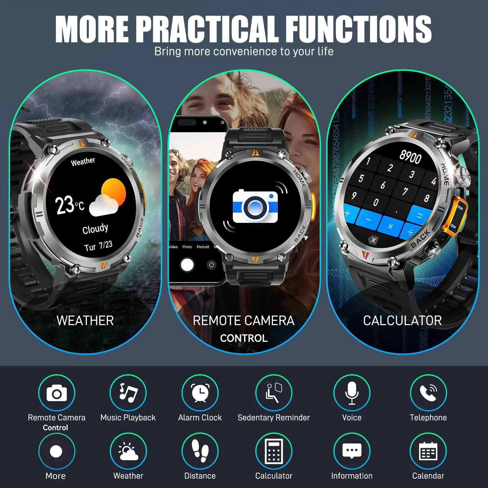 EIGIIS KE3 Outdoor Rugged Smartwatch for Men(Call Receive/Dial