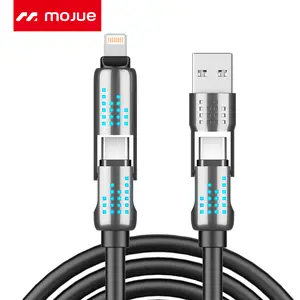 Buy Cable Free adapter 240W 4-in-1 USB-C Cable, PD 5A Fast Charging, Data Sync, USB-A, Type-C, Lightning, Aluminum, Compatible with iPhone 16/15, iPad, Samsung, Laptops, Tech Gadgets, Accessories, Silicone, Smartphone