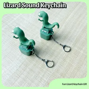 1/2/4 Pcs Funny Lizard Button Clicker Keychain Fidget Toy - Interactive Stress Relief Gadget with Realistic Sound, Cute Green EDC Fidget Item for Teens, Ideal for Gifts & Everyday Carry, Fidget Items
