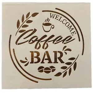 Coffee Bar Welcome 10 MIL Mylar Reusable Painting Stencil for Festive Designs Durable and Easy Artwork Tools