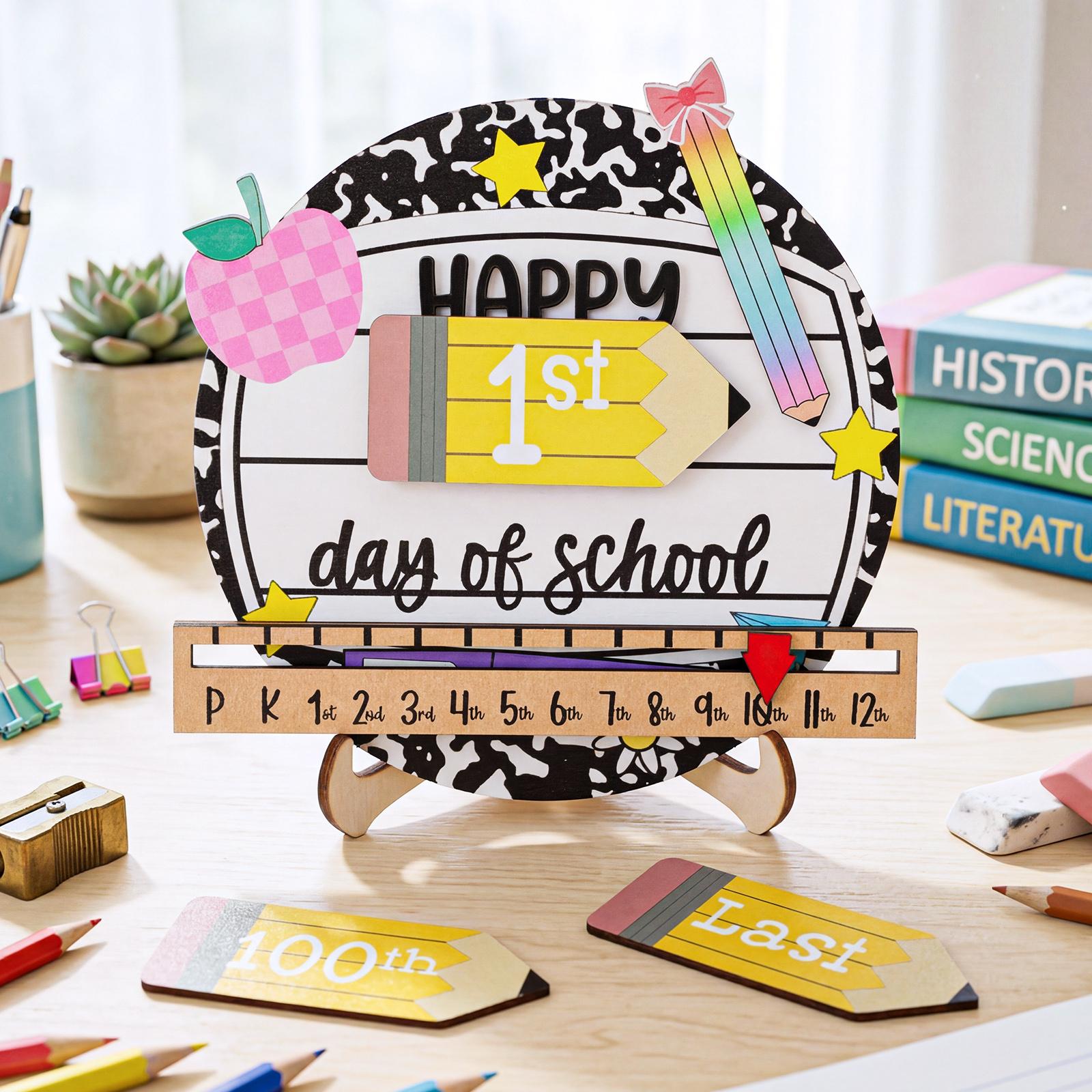 First & Last Day of School Sign Reusable Dry Erase 8" - Back to School Board Gifts Wooden Pencil Style, Cute Pencil Bow Notebook Design for Pre-K Kindergarten Photo Props First Day Last Day Traditions Teachers Parents Essentials Class of 2026 First & Last Day of School Sign Reusable Dry Erase 8" - Back to School Board Gifts Wooden Pencil Style, Cute Pencil Bow Notebook Design for Pre-K Kindergarten Photo Props First Day Last Day Traditions Teachers Parents Essentials Class of 2026