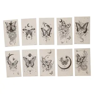 VOCOSTE Personalized Fake Tattoos Butterfly Temporary Tatto for Adult Black 10 Pcs
