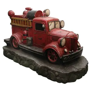 Northlight 38" Lighted Red & Black Vintage Fire Truck Fountain
