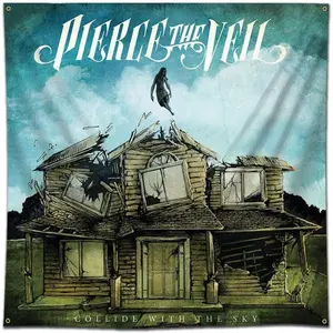 1pc PIERCE THE VEIL Collide with The Sky Tapestry Flag, 100% Polyester Peach Light Beige Fabric, Horizontal Wall Hanging for Bedroom, Bar, College Dorm Room Decor