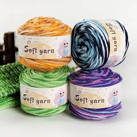 4pcs Colorful Dye Five-Strand Synthetic Yarn, Gradient Colors, Handmade DIY Material, Knitting Thread for Sweaters, Scarves, Hats, Gloves, Knitting Clothes, Handmade Crafts, Acrylic Yarn, Diy Knitting Supplies