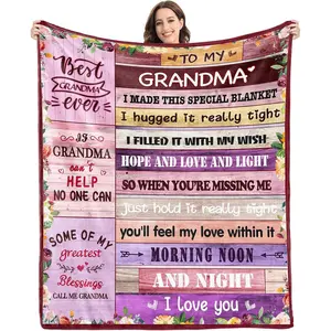 Grandma Gifts from Grandchildren Granddaughter Grandson Grandma Mothers Day Birthday Throw Blanket