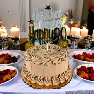 Creativity Shimmers 90th Birthday Cake Topper Multilayered, Multicolor, Handmade, Sturdy, Safe
