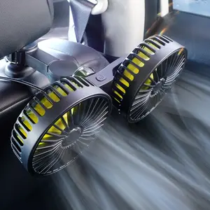 USB Dual-Head Car Fan, Adjustable Rotation Rear Seat Fan, Easy Clip-On Installation, Suitable for Small Cars & Trucks, Travel Essentials, USB Cooling Fan