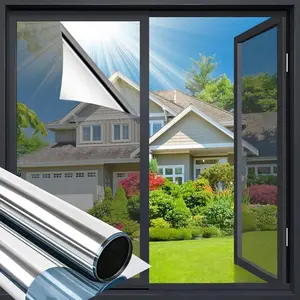Single Direction Window Film, UV Protection, Heat Control, Silver Color, No Adhesive, Static Adsorption, Home Use, Privacy Film