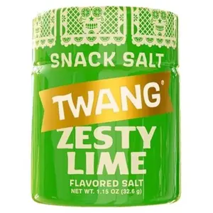2x Twang Shaker Lime Salt - Beer Garnish Tequila Seasoning Rim Fruit Topping Cocktail Rimmer Gourmet Kitchen Cooking Flavor Enhancer Condiment Zesty Citrus Savory Snack Pairing Finishing Spice Bundle Bulk Wholesale Lot 1.15oz 2ct Pack