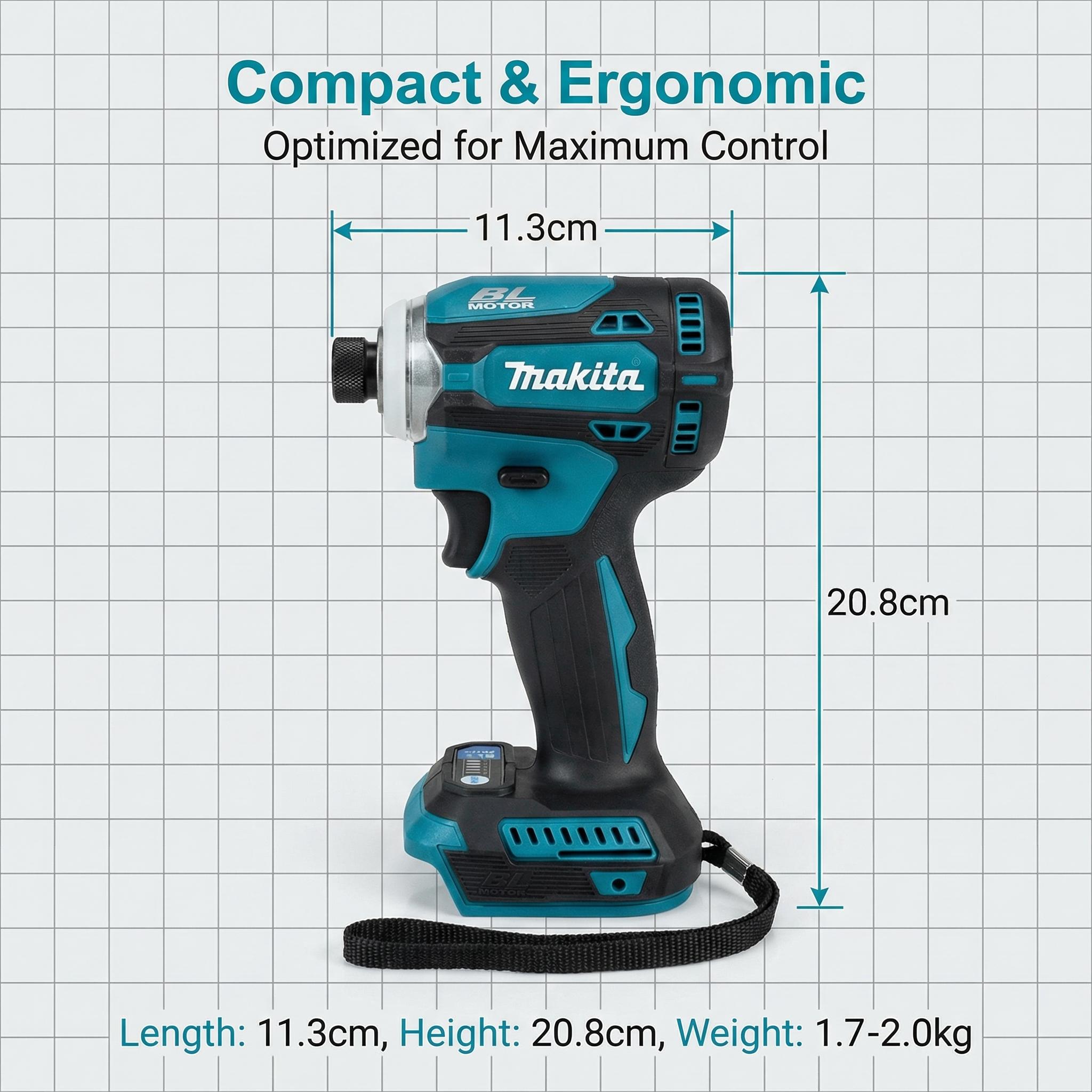 Makita DTD171 Impact Driver 18V – Brushless Motor, 180Nm Torque, Variable Speed for Fastening and Installation Applications