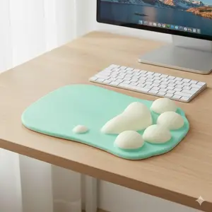 Ergonomic Gel Wrist Rest Mousepad: Cat Paw Design, Food-Grade Soft Material, 15-Degree Wrist Support, Non-Slip Edges. Ideal for Gaming, Office & Home Use with PC Laptop Desktop. Enhances Comfort.