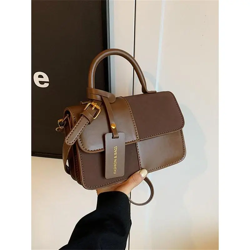 Women's Colorblock PU Leather Crossbody Bag - Small Square Flap Purse with Shoulder Strap, Casual Style, Unique Contrasting Color, All-Season, Daily Commuting Use, One-Size