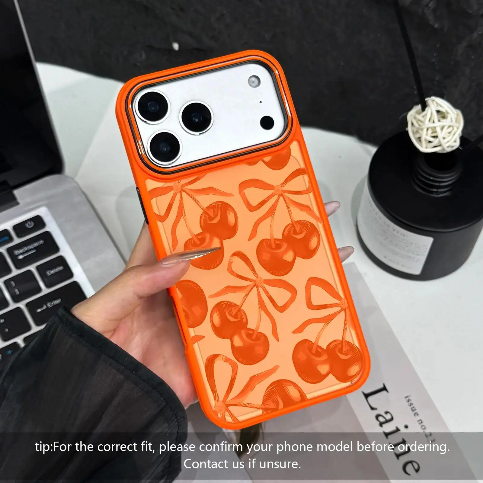 Cherry Pattern Phone case for iPhone 17Pro Max Air 16Plus E 15 14 13 12 11 cases,Shockproof Drop,Protection Durable,Protective Silicone Cover,Gifts for Girls.JL33 Smartphone Screen Protector