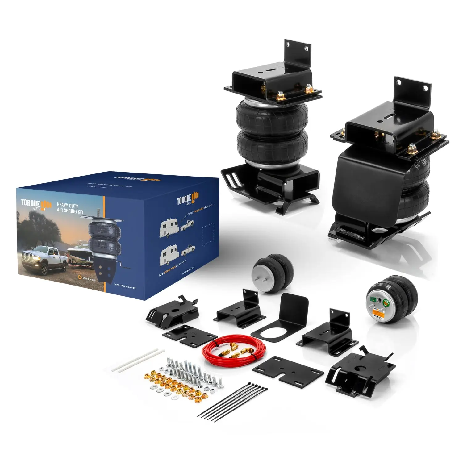 TORQUE Rear Helper Airbag Suspension Kit Set - 5000lb Towing Capacity, Load Support, Increases Load-Carrying Capacity - Fits 2009-2018 Dodge Ram 1500, 2018-2024 Ram 1500 Classic 2WD/4WD - Replaces Air Lift 57365 Loadlifter 5000, TR57365, Torque Airbag Ins