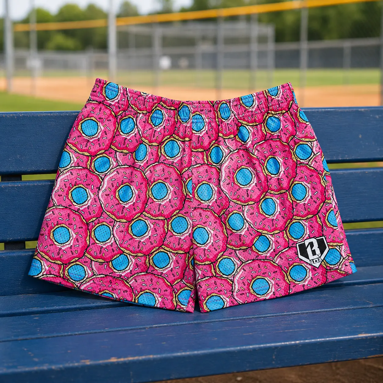Baseball Lifestyle 101 Boy's Mesh Shorts, Side Pockets and Elastic Waist, Donut Youth Shorts