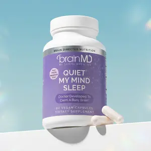 BrainMD Quiet My Mind Sleep Supplement - Doctor-Developed Vitamin, Sugar-Free Brain Booster, Calms Busy Brain - 60 Vegan Capsules BrainMD Quiet My Mind Sleep Supplement - Doctor-Developed Vitamin, Sugar-Free Brain Booster, Calms Busy Brain - 60 Vegan Capsules